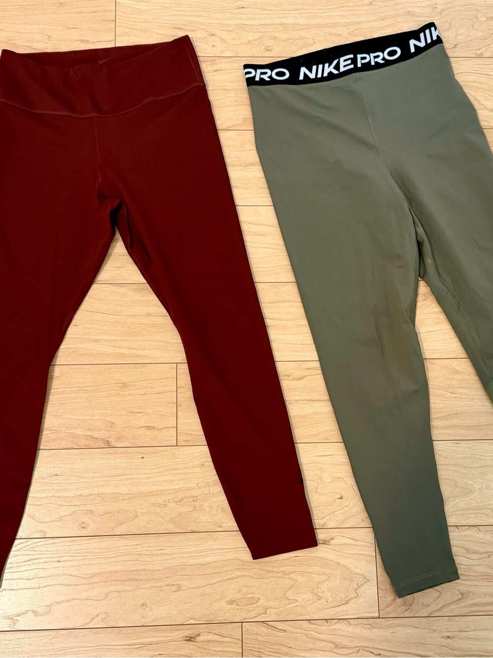 Nike Women’s Leggings in Olive Green and Burgundy